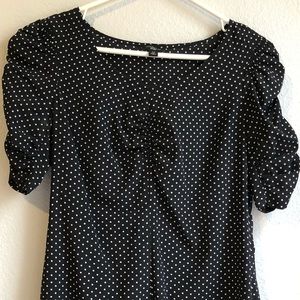 ANN TAYLOR Polka Dot Short Sleeve Blouse